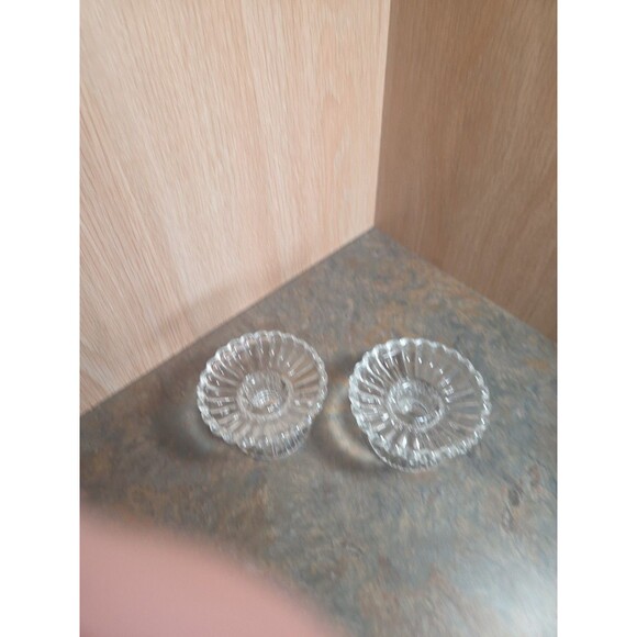 2 Vintage PARTYLITE Clear Glass Candle Holders For Taper Or Votive Peg Cup - Picture 2 of 7